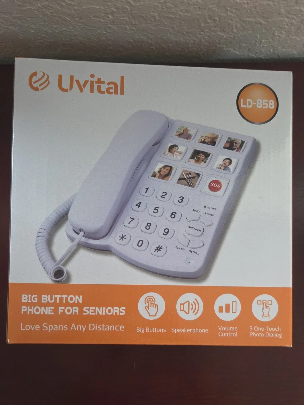 White Big-Button Landline Phone with Photo Dialing - LD-858